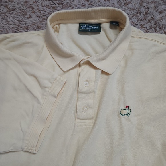Masters Collection Mens L Yellow Polo Short Sleeve Shirt - Picture 1 of 8